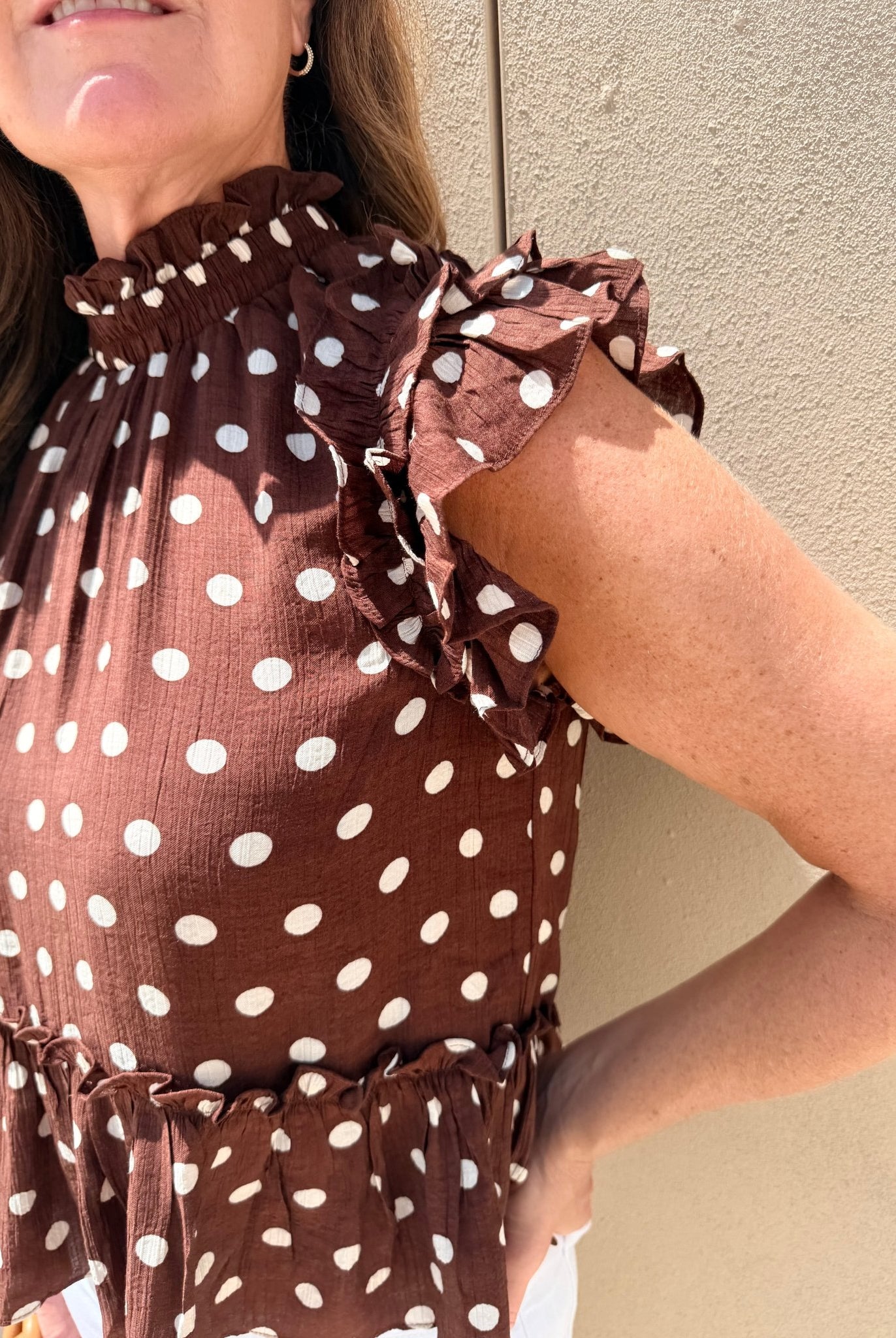 Meet Me In Santorini Chestnut Moon Blouse - Fleur-De-Lis Boutique