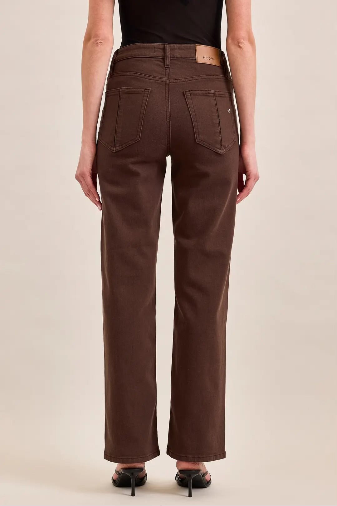 Hidden Ella High Rise Classic Straight Mocha - Fleur-De-Lis Boutique