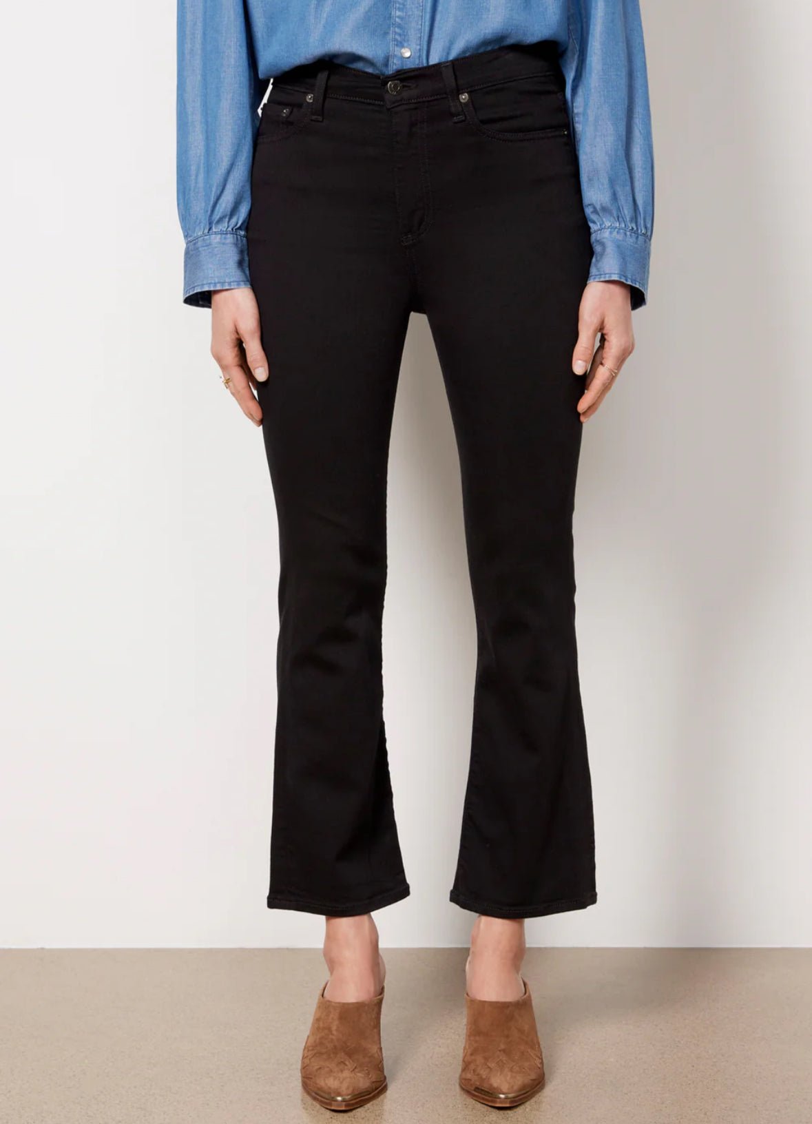 Pistola Lennon High Rise Crop Bootcut Jean Noir - Fleur - De - Lis Boutique