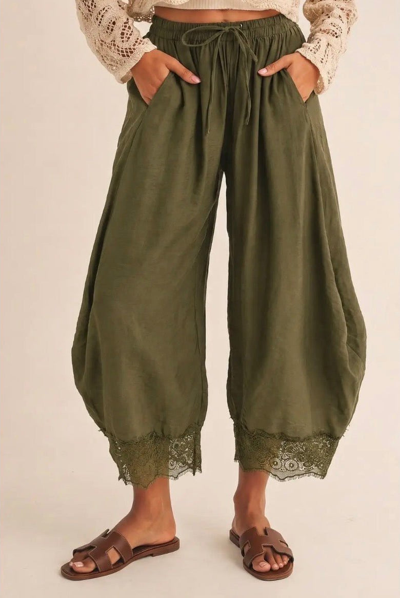 Boho Lace Trim Pants - Fleur-De-Lis Boutique