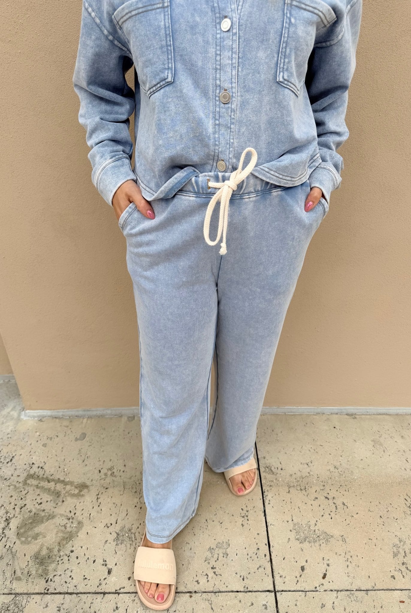 Dex Knit Lounge Pant Washed Light Blue - Fleur - De - Lis Boutique