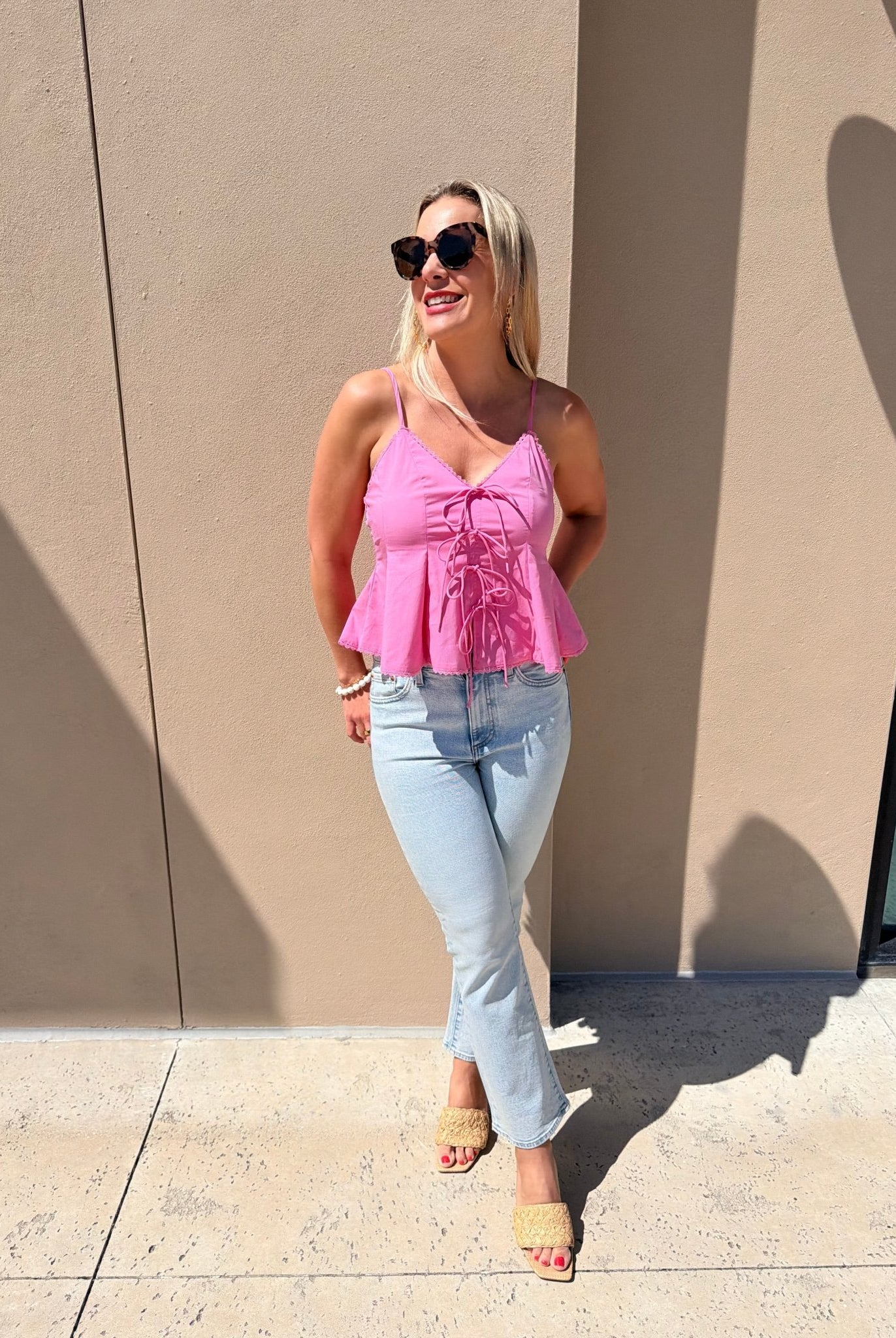 Lucy Paris Haven Bow Tie Tank Pink - Fleur - De - Lis Boutique