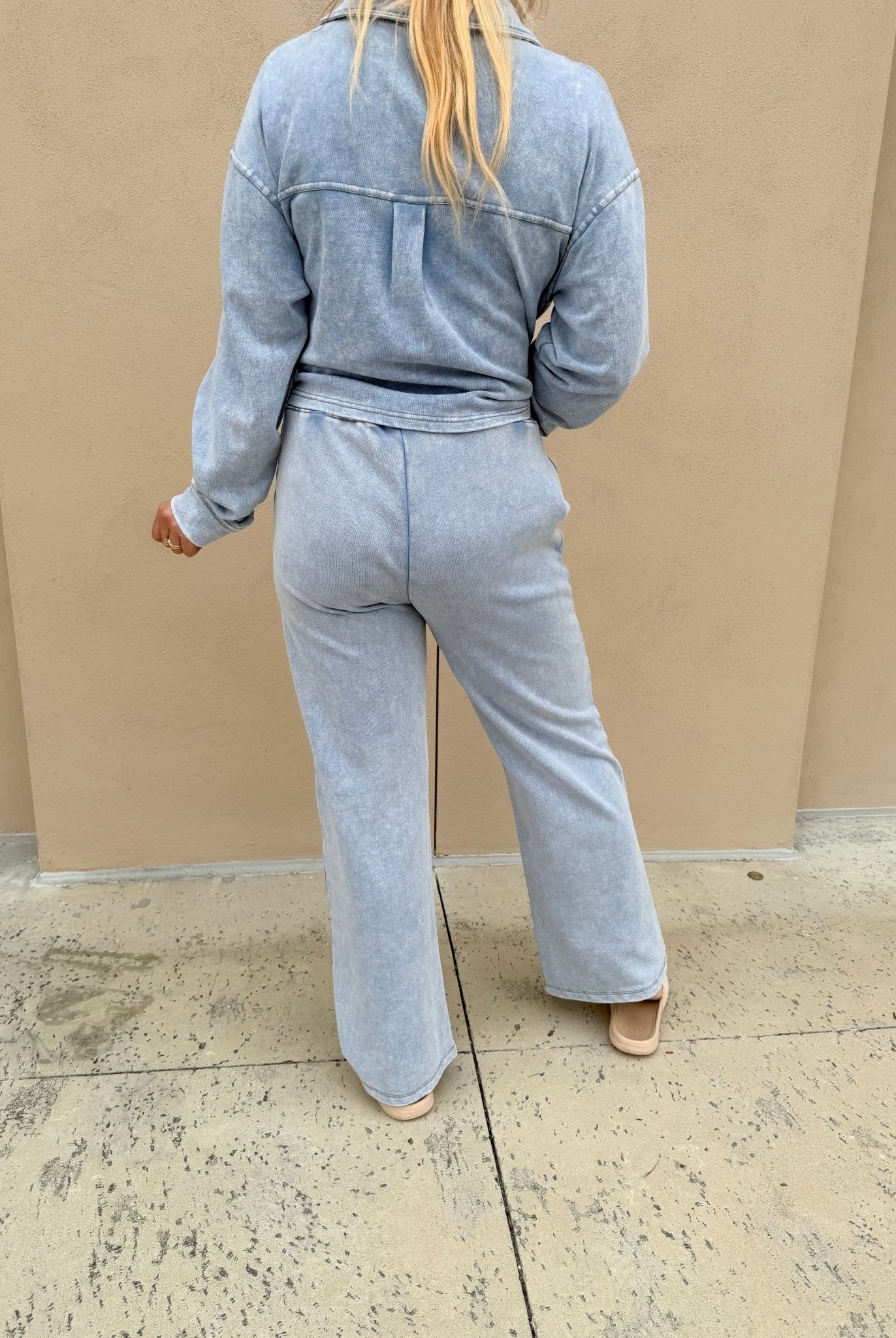 Dex Knit Lounge Pant Washed Light Blue - Fleur - De - Lis Boutique