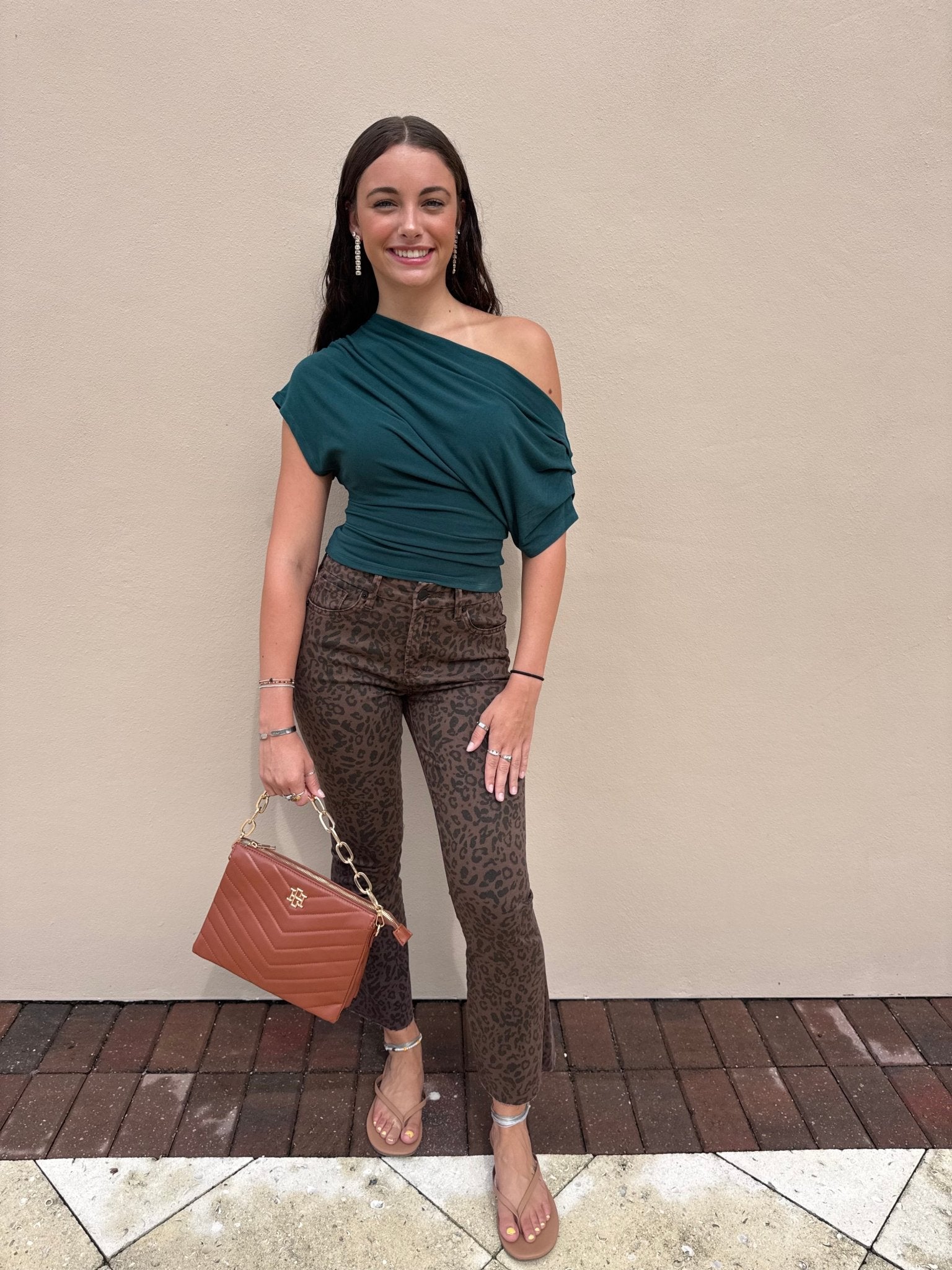 Olivaceous Carina One Shoulder Top Bottle Green - Fleur-De-Lis Boutique