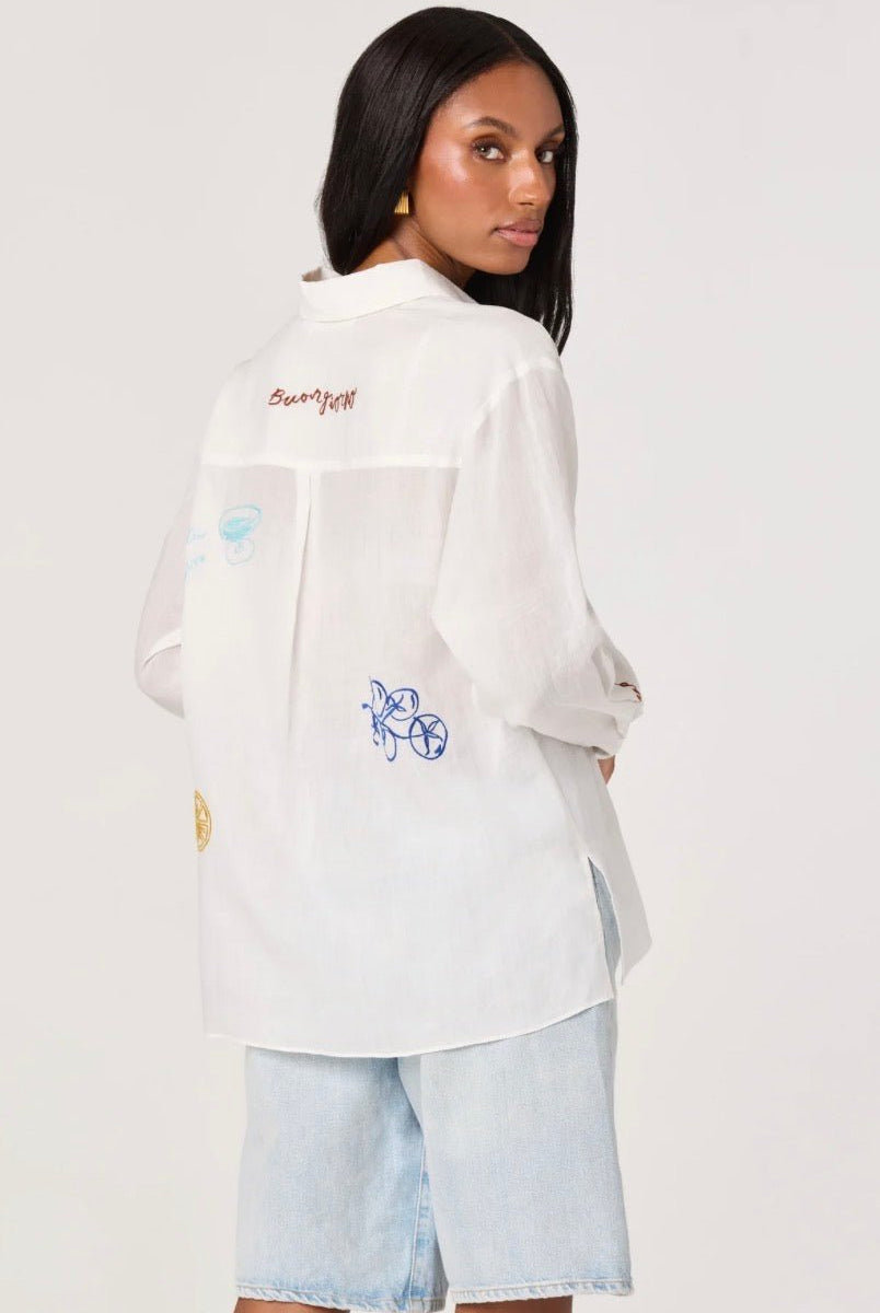 ASTR Trace Embroidered Picnic Shirt - Fleur - De - Lis Boutique