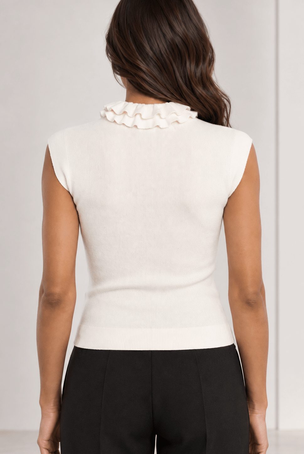 The Margaux Ruffle Neck Knit-White - Fleur-De-Lis Boutique