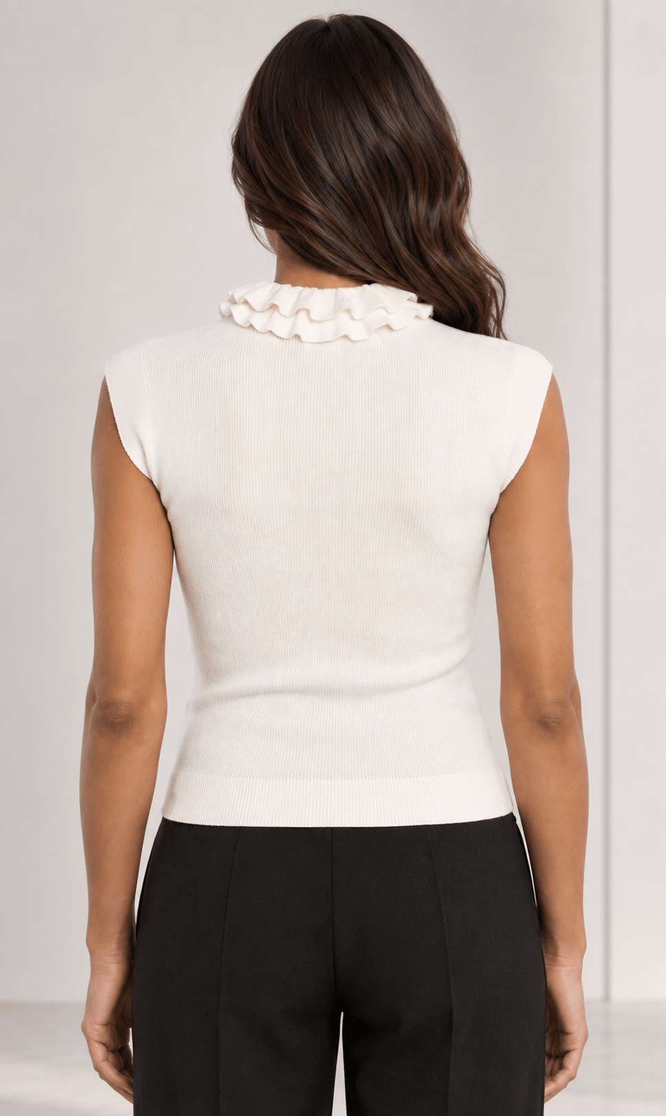 The Margaux Ruffle Neck Knit-White - Fleur-De-Lis Boutique