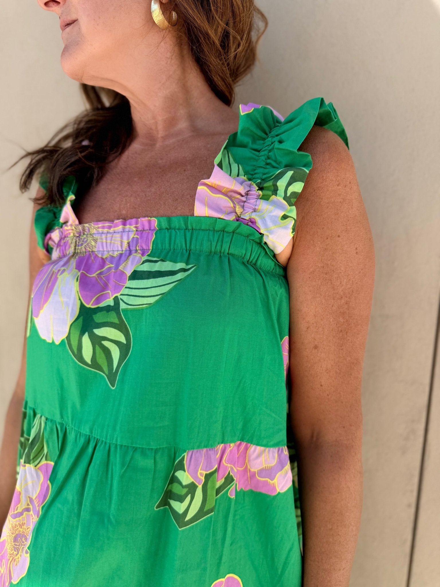 THML Floral Print Tiered Dress - Fleur - De - Lis Boutique