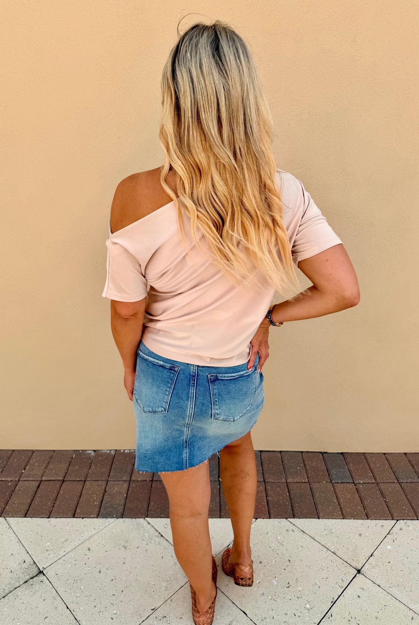 Champagne One Shoulder Top - Fleur-De-Lis Boutique