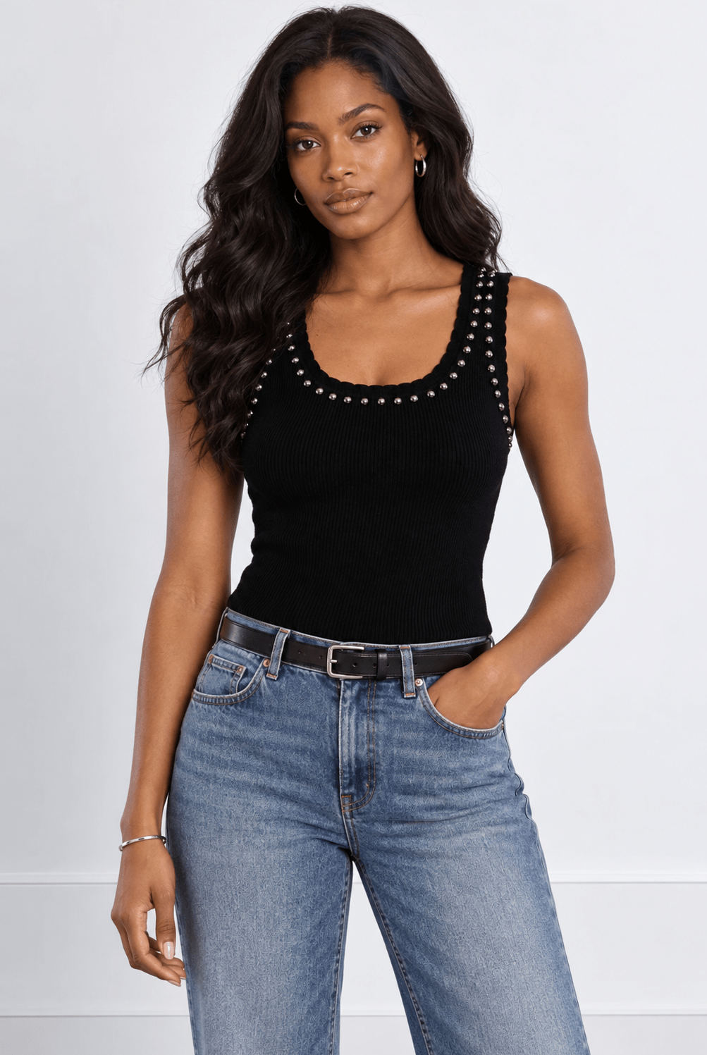 Molly Bracken Studded Tank Black - Fleur-De-Lis Boutique