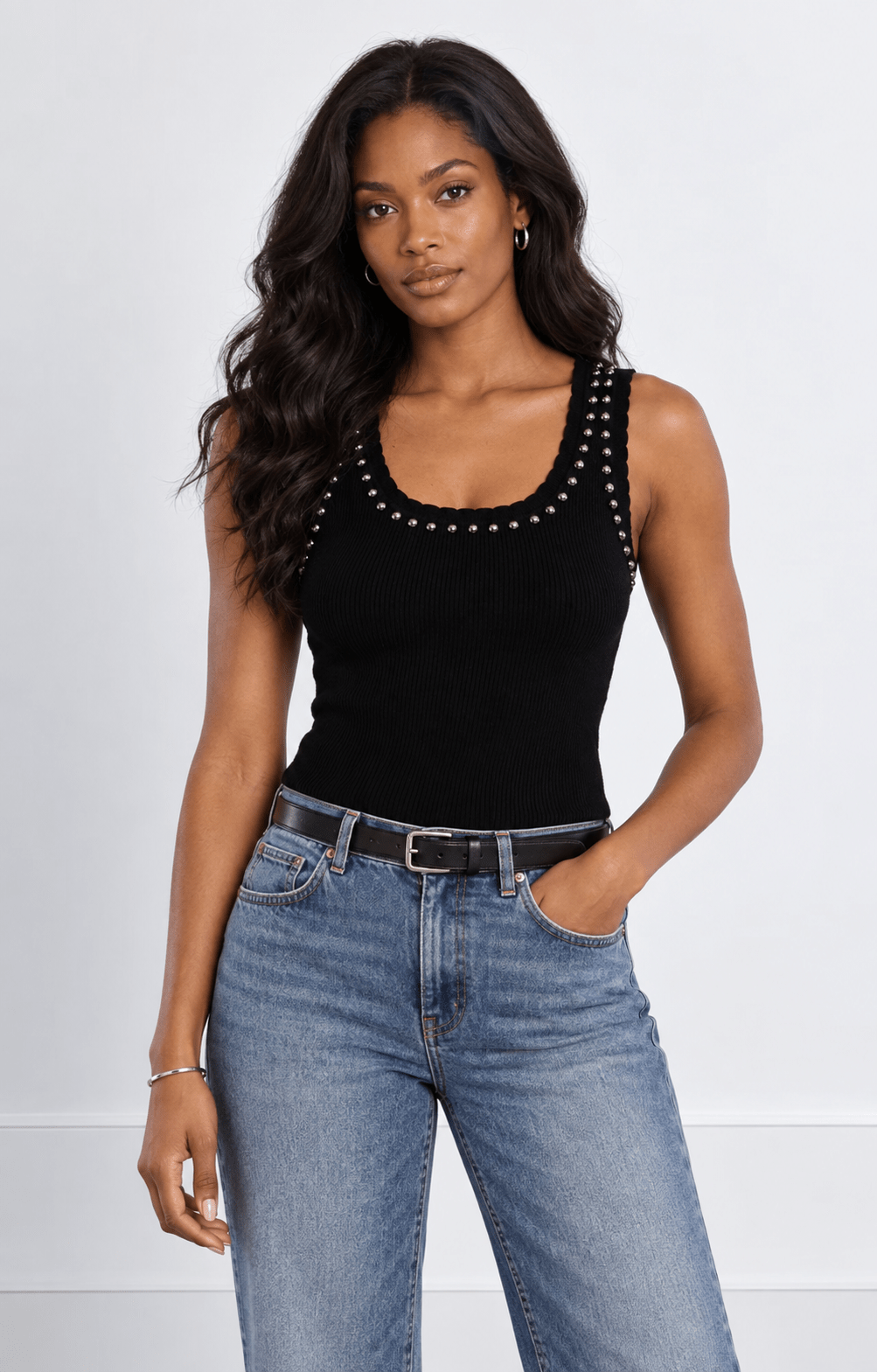 Molly Bracken Studded Tank Black - Fleur-De-Lis Boutique
