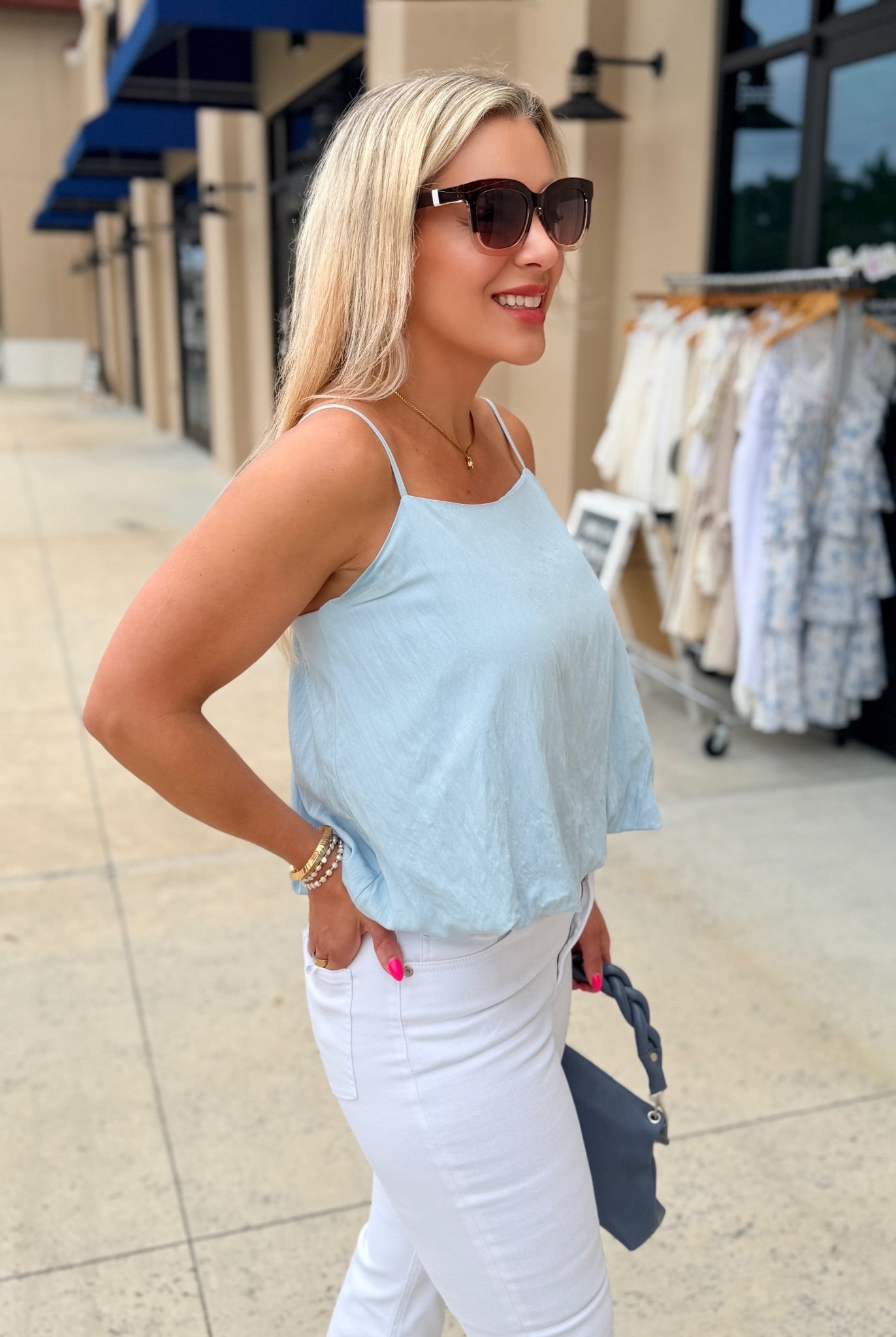 Sky is the limit Bubble Hem Tank - Fleur-De-Lis Boutique