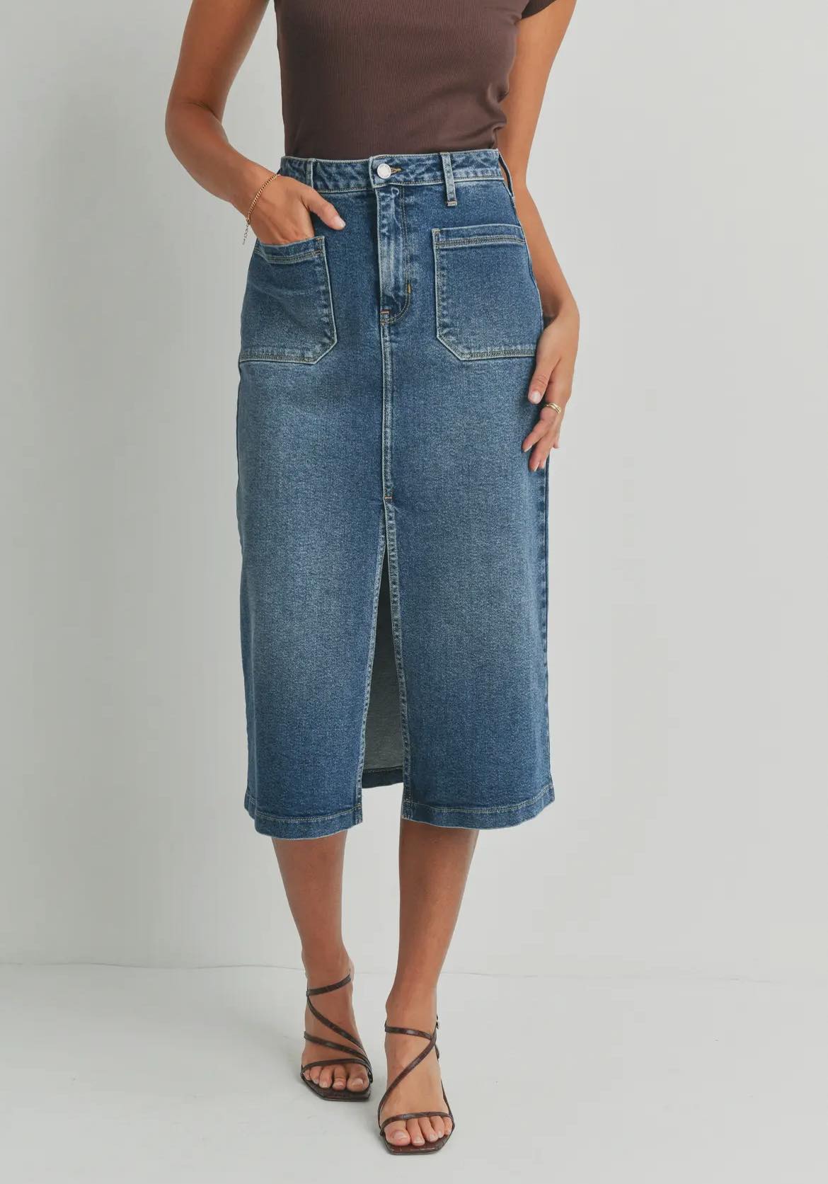 Utility Pocket Denim Skirt - Fleur - De - Lis Boutique