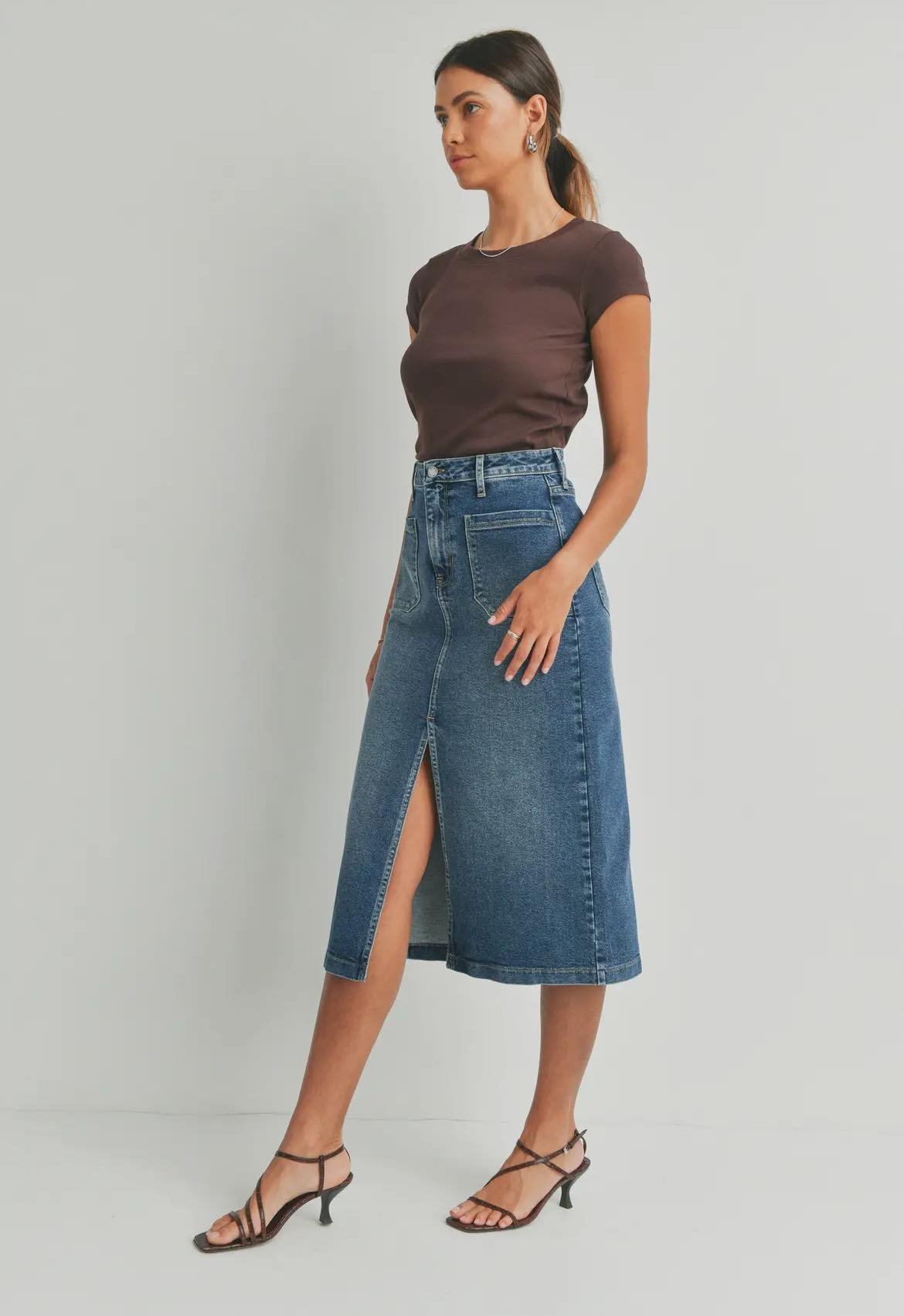 Utility Pocket Denim Skirt - Fleur - De - Lis Boutique