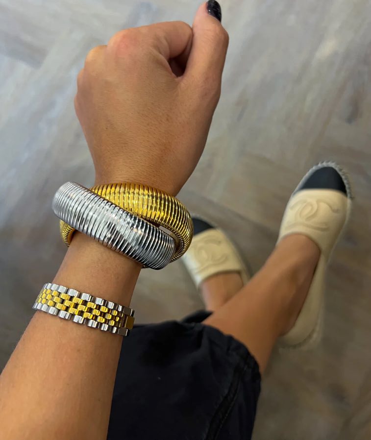 Thick Twist Emma Bracelet - Silver/Gold - Fleur - De - Lis Boutique