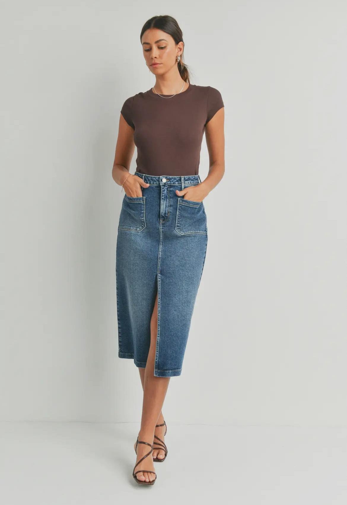 Utility Pocket Denim Skirt - Fleur - De - Lis Boutique