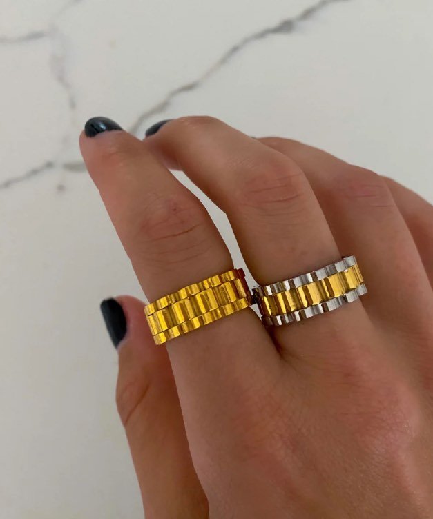 Two toned Chain Ring - Fleur - De - Lis Boutique