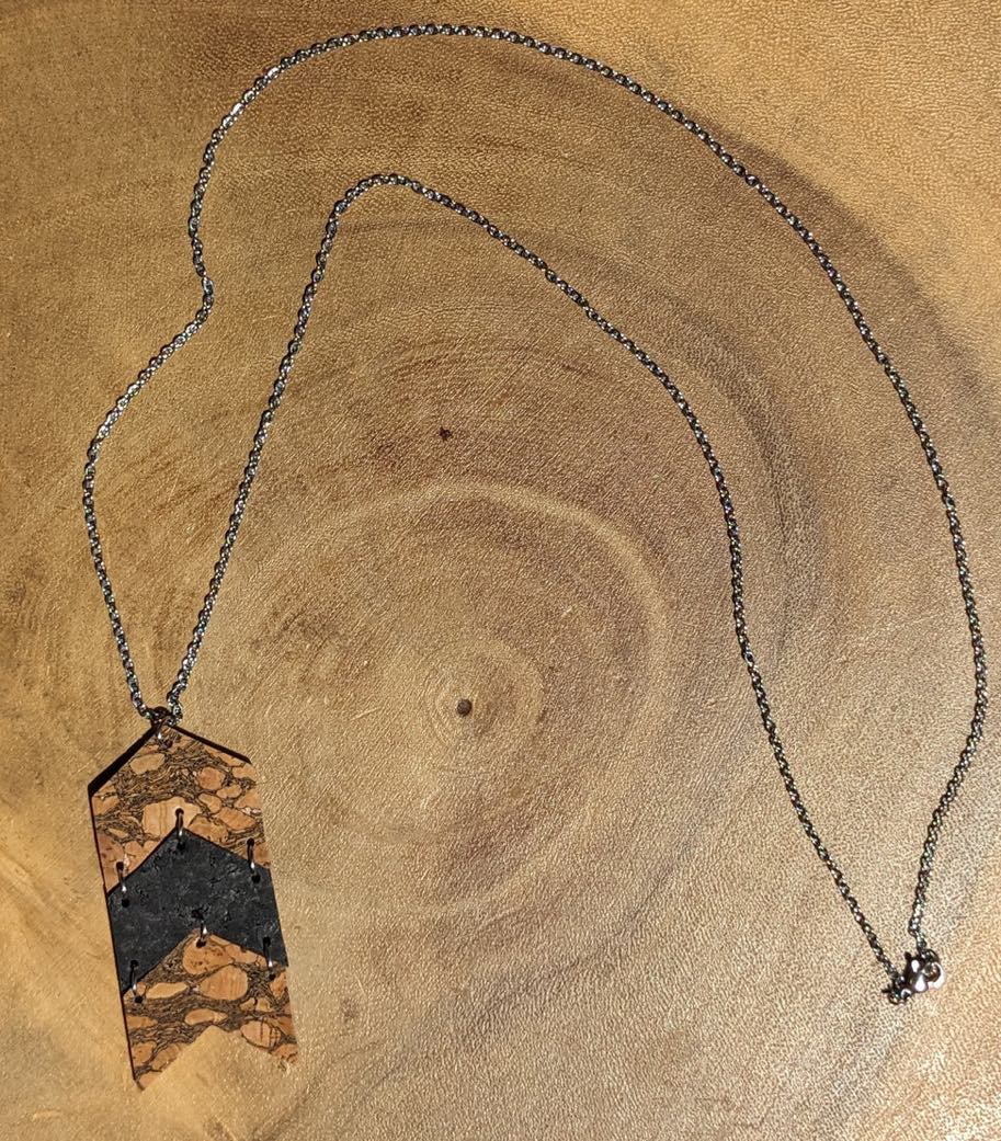 Cork Necklace - Chevron Marbled & Black - Fleur - De - Lis Boutique