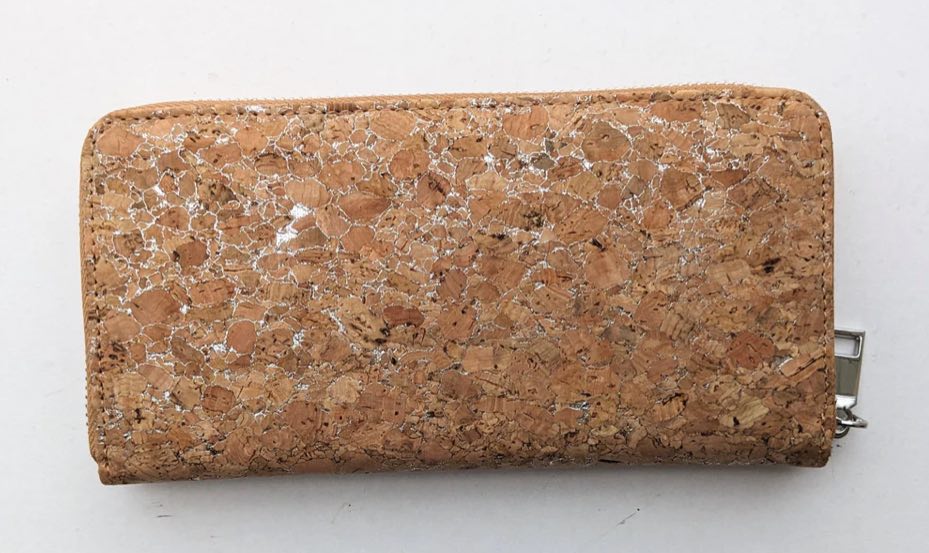 Cork Zipper Wallet - Silvered - Fleur - De - Lis Boutique