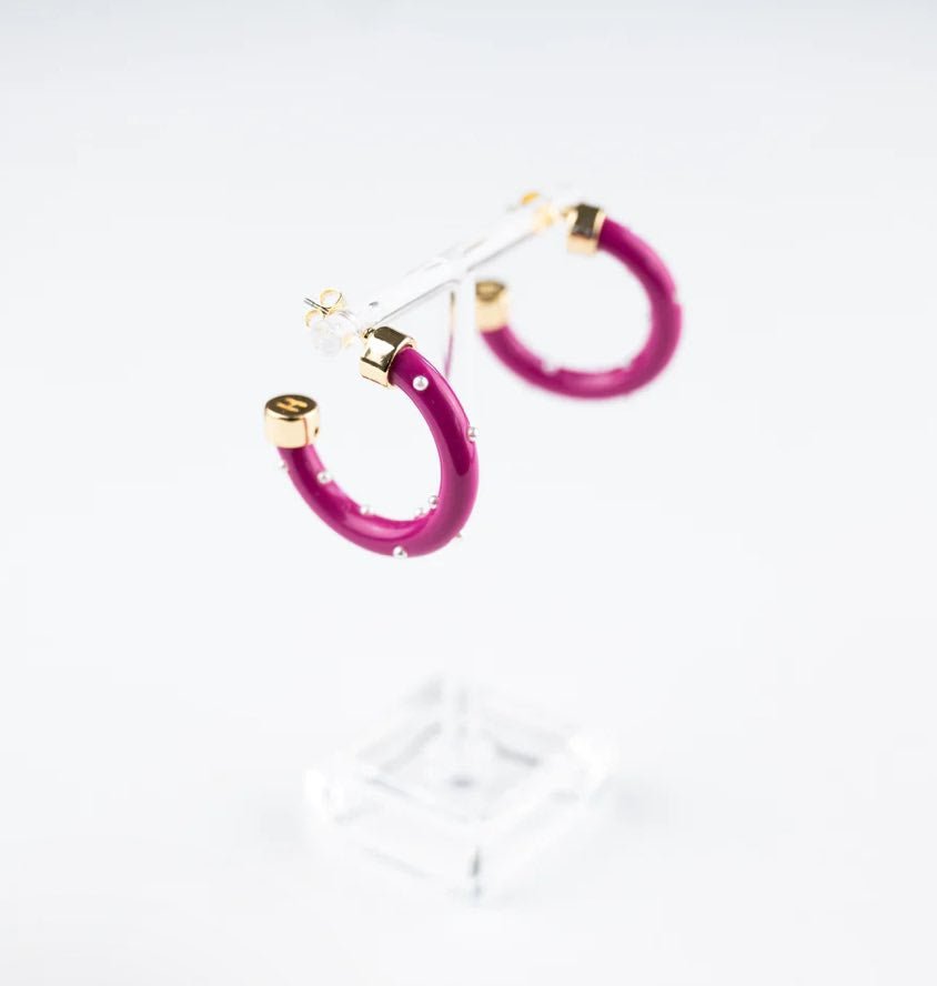 Mini Hoops - Orchid with pearls - Fleur - De - Lis Boutique