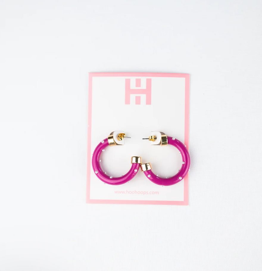 Mini Hoops - Orchid with pearls - Fleur - De - Lis Boutique