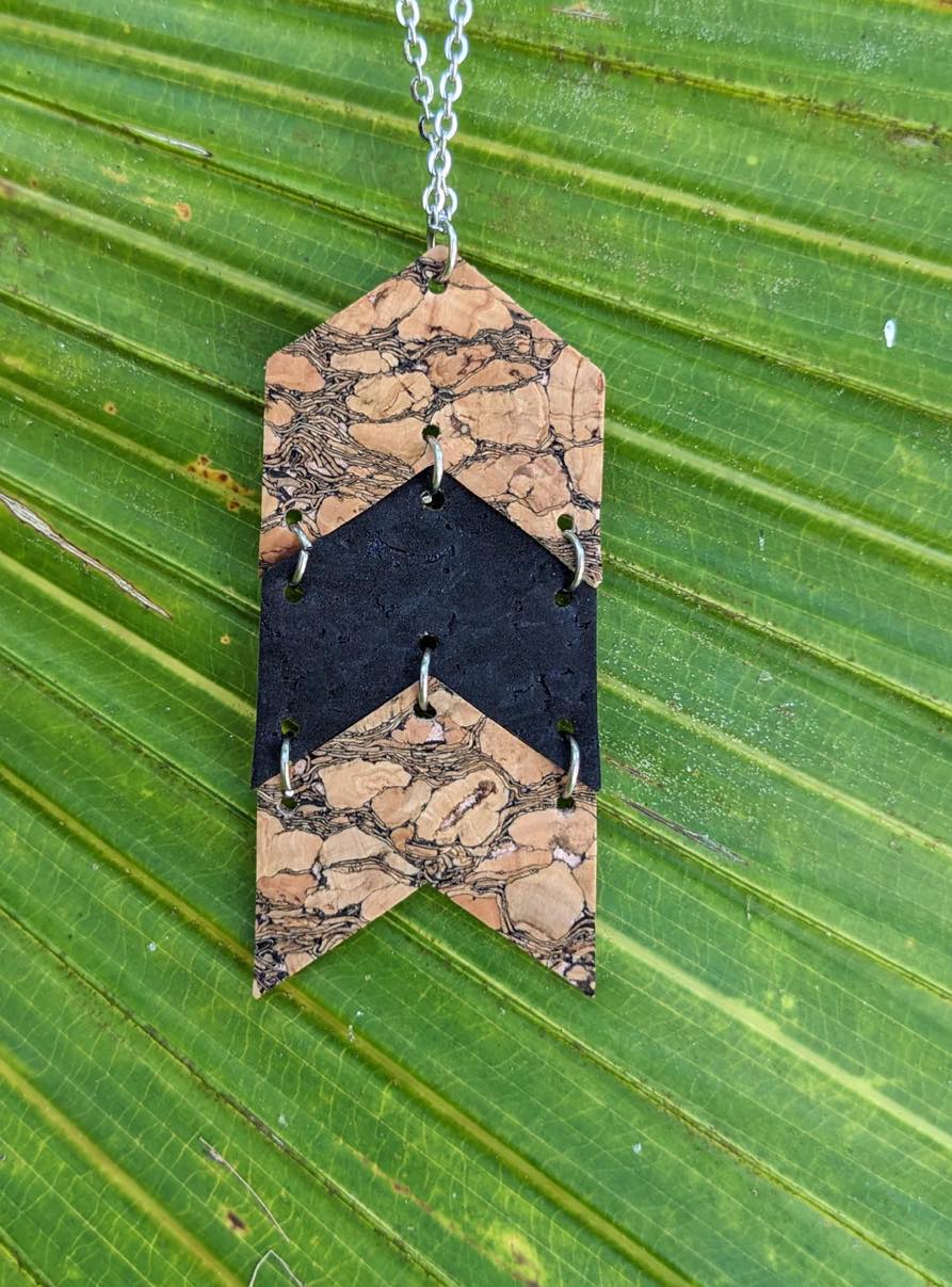 Cork Necklace - Chevron Marbled & Black - Fleur - De - Lis Boutique