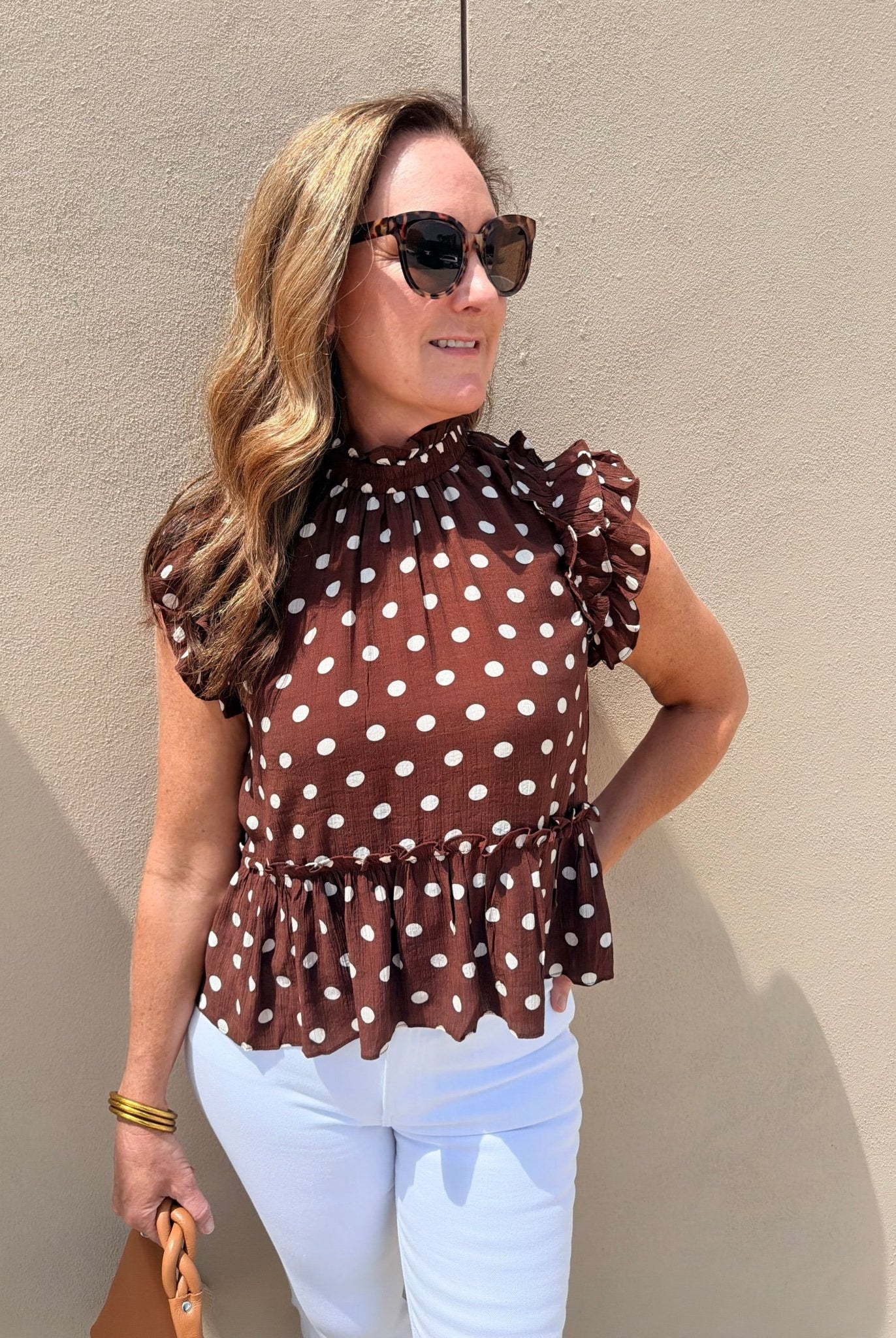 Meet Me In Santorini Chestnut Moon Blouse - Fleur-De-Lis Boutique