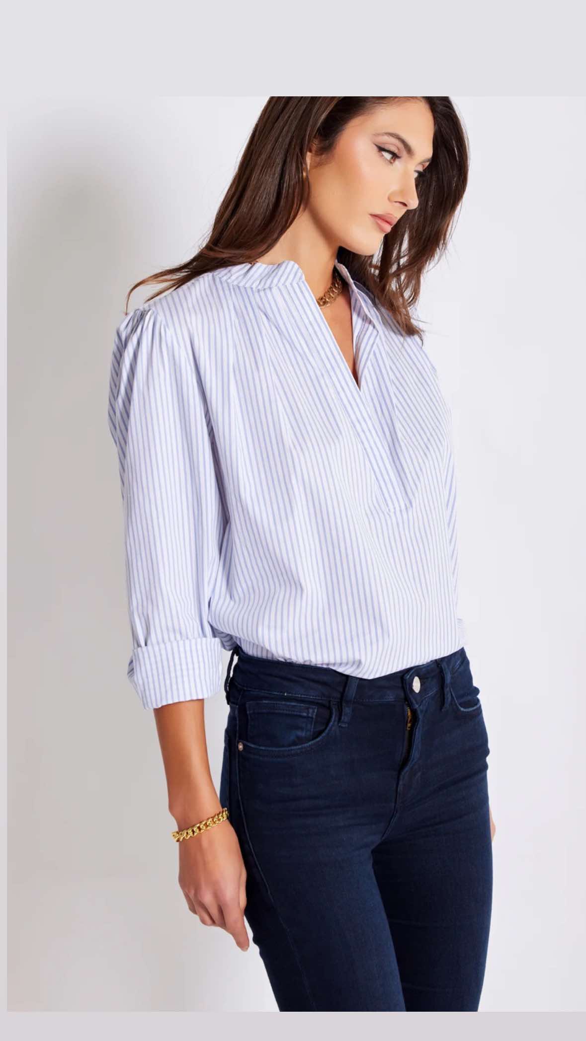 Robbie Poplin Placket Shirt - Fleur - De - Lis Boutique