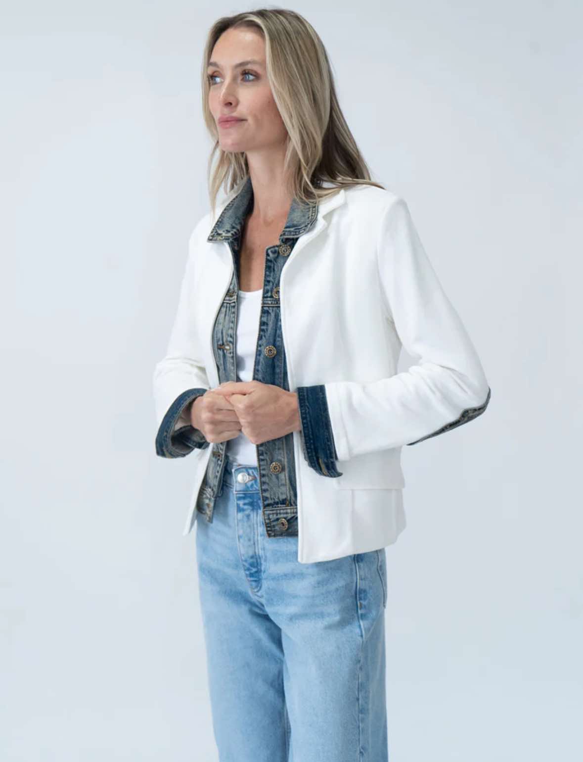 Clarissa Mixed Media Denim Jacket - Six Fifty Clothing - Fleur - De - Lis Boutique