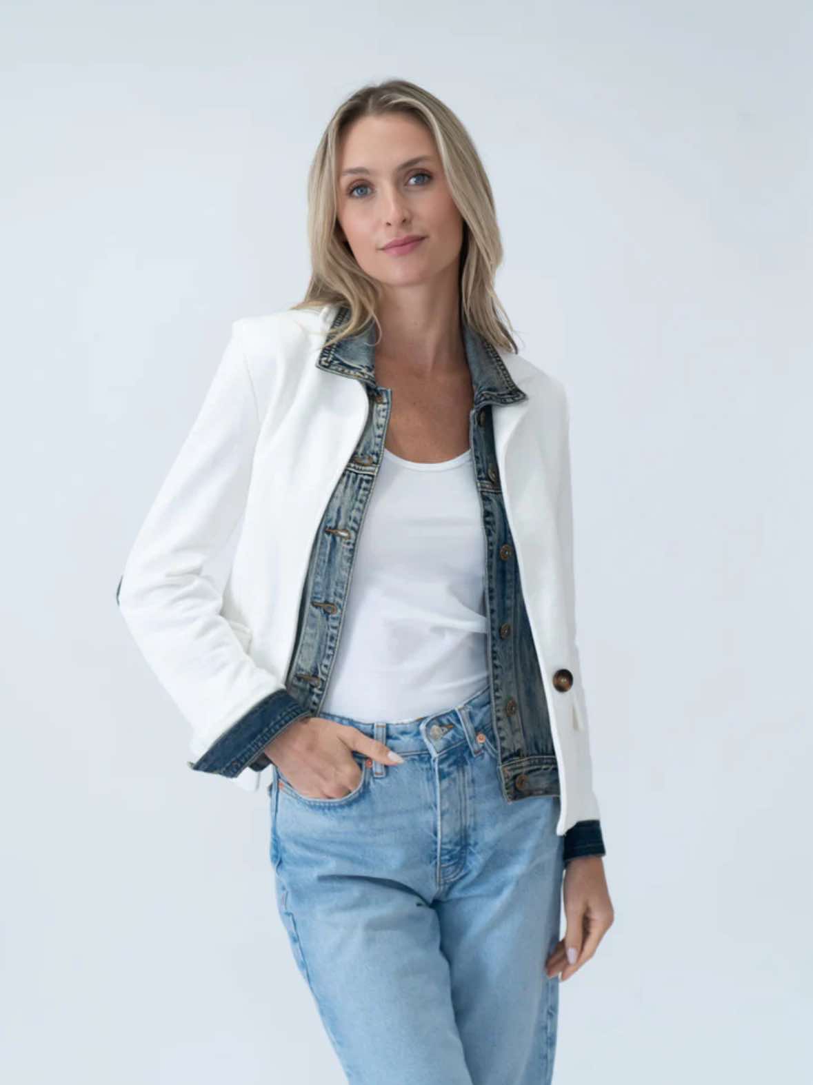 Clarissa Mixed Media Denim Jacket - Six Fifty Clothing - Fleur - De - Lis Boutique