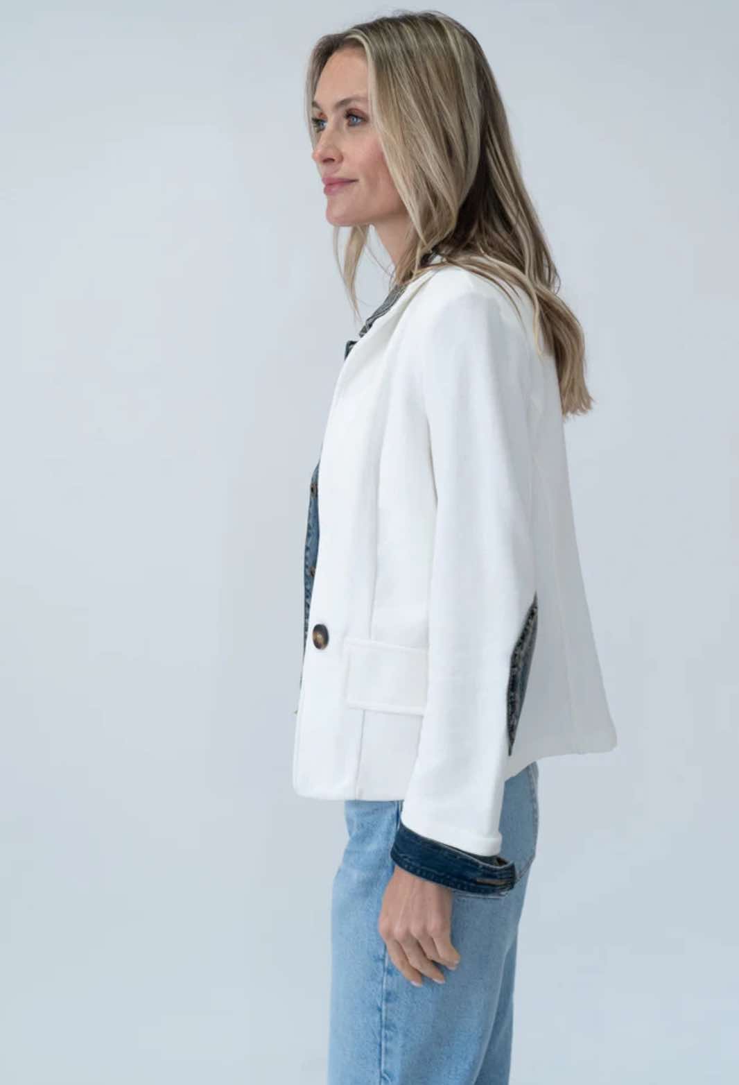 Clarissa Mixed Media Denim Jacket - Six Fifty Clothing - Fleur - De - Lis Boutique