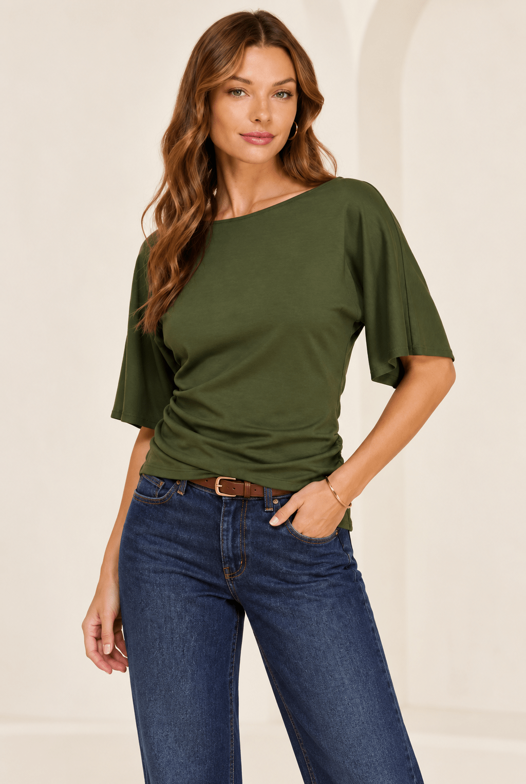 The Verona Draped Scuba Top - Fleur-De-Lis Boutique