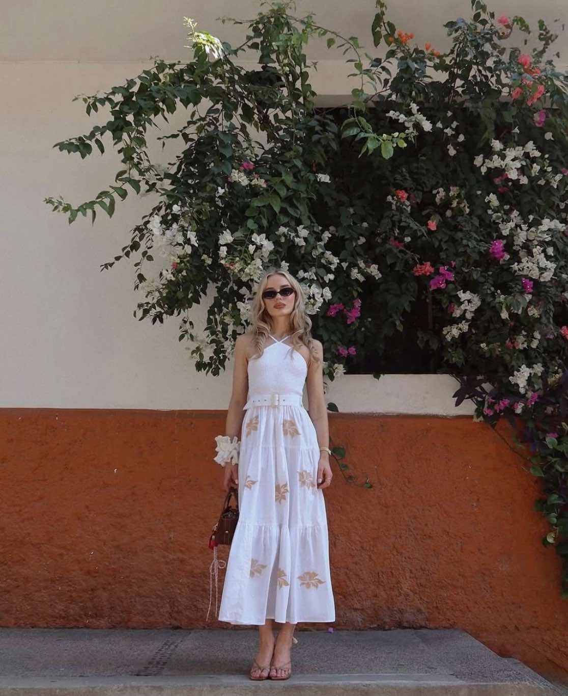 Lusana Arien Embroidered Poplin Maxi Dress - Fleur - De - Lis Boutique