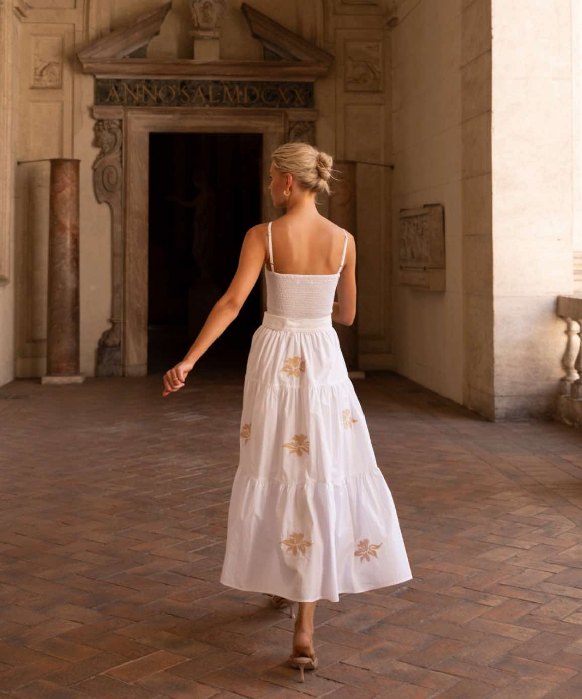 Lusana Arien Embroidered Poplin Maxi Dress - Fleur - De - Lis Boutique