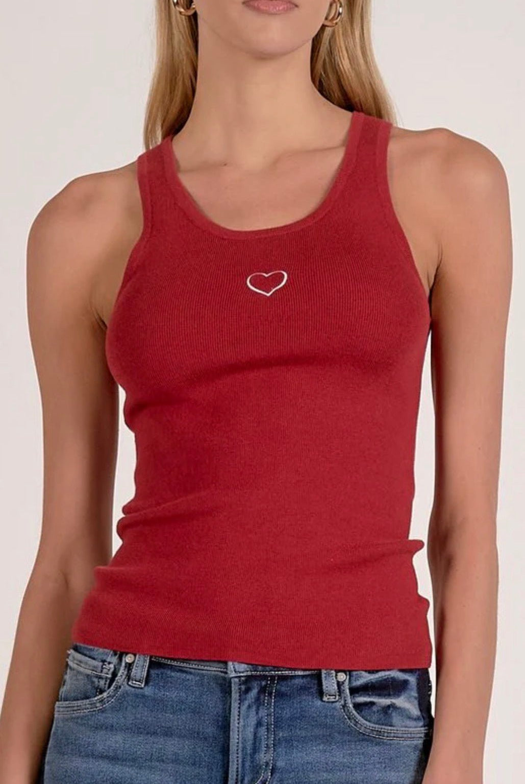 Elan Heart Tank in Red - Fleur - De - Lis Boutique
