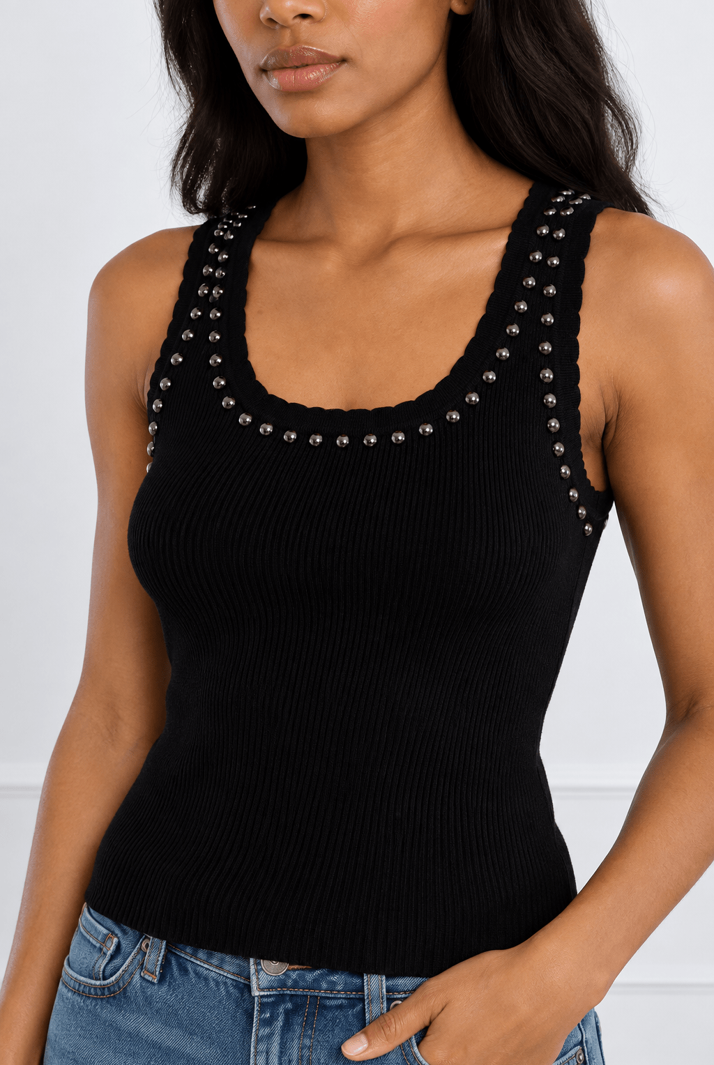 Molly Bracken Studded Tank Black - Fleur-De-Lis Boutique
