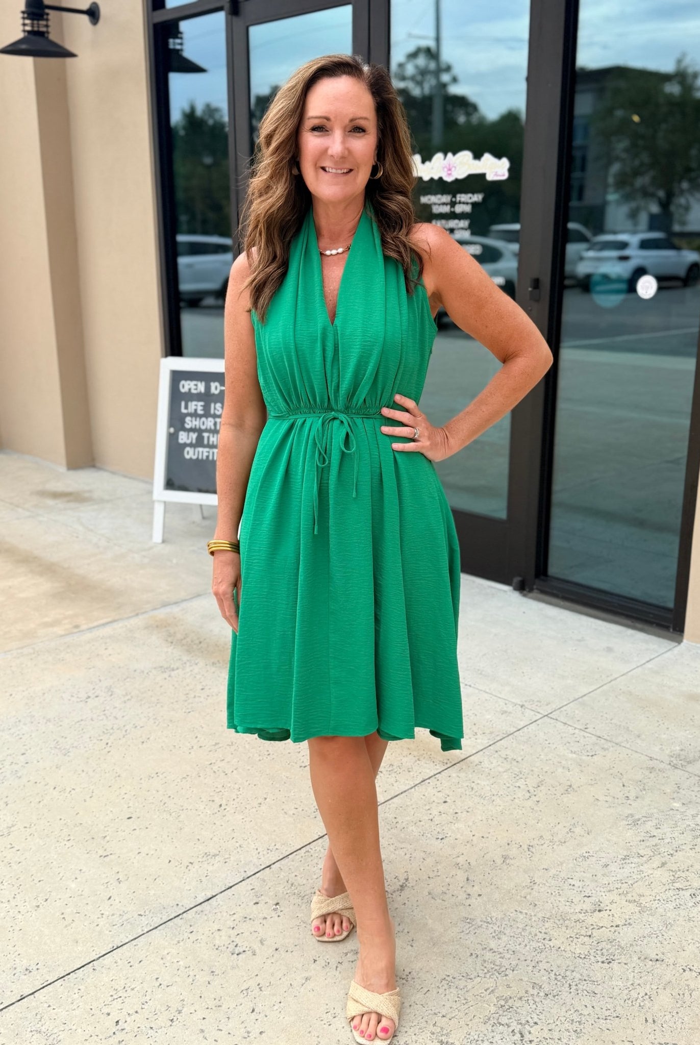 Molly Bracken Sleeveless Asymmetrical Dress Green - Fleur - De - Lis Boutique