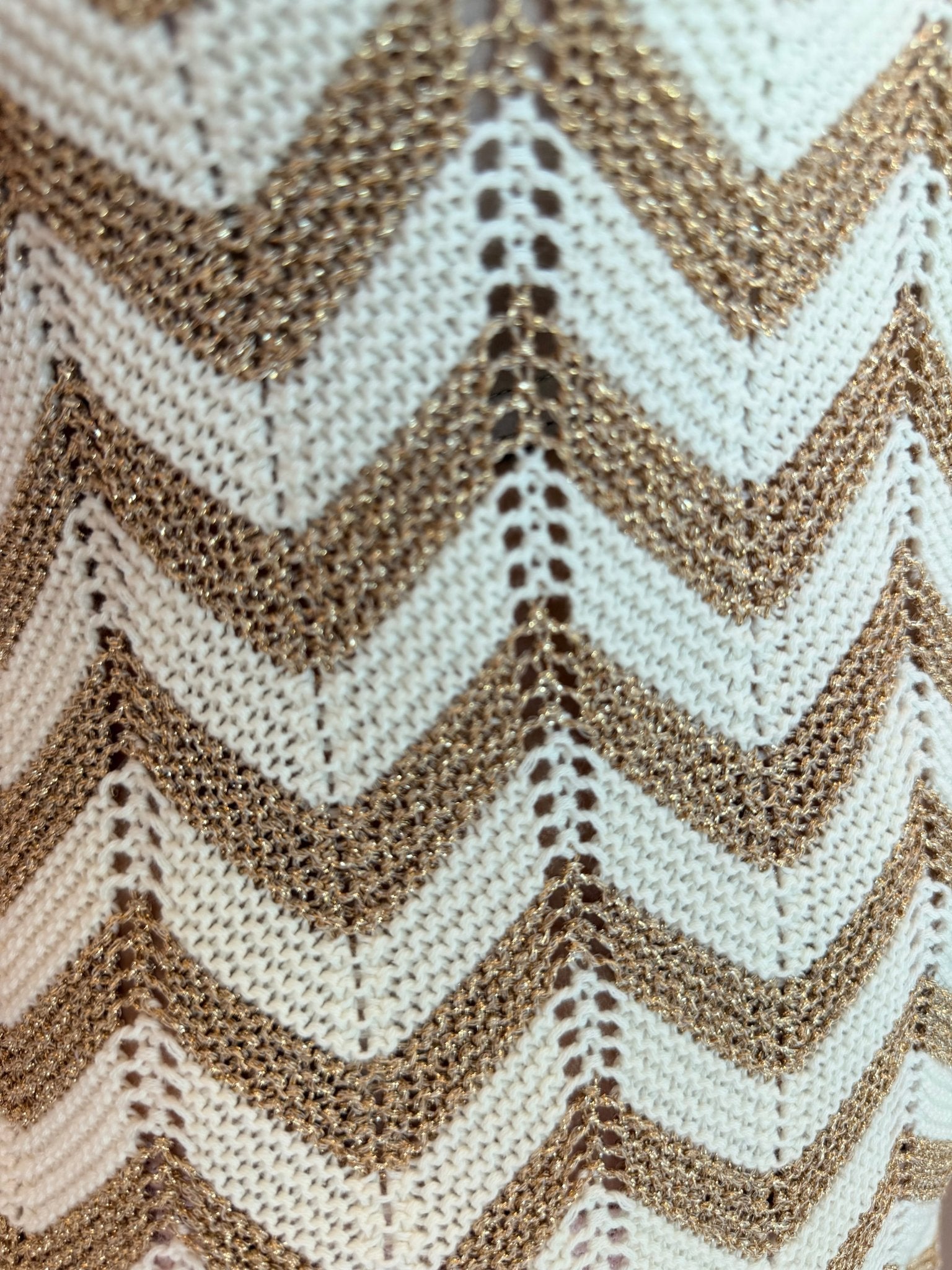 Surf Gypsy Ivory Gold Chevron Lurex - Fleur - De - Lis Boutique