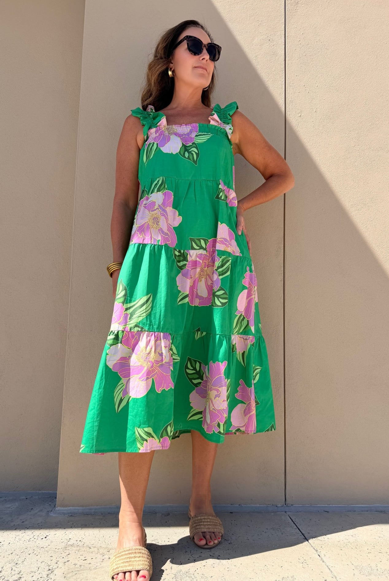 THML Floral Print Tiered Dress - Fleur - De - Lis Boutique