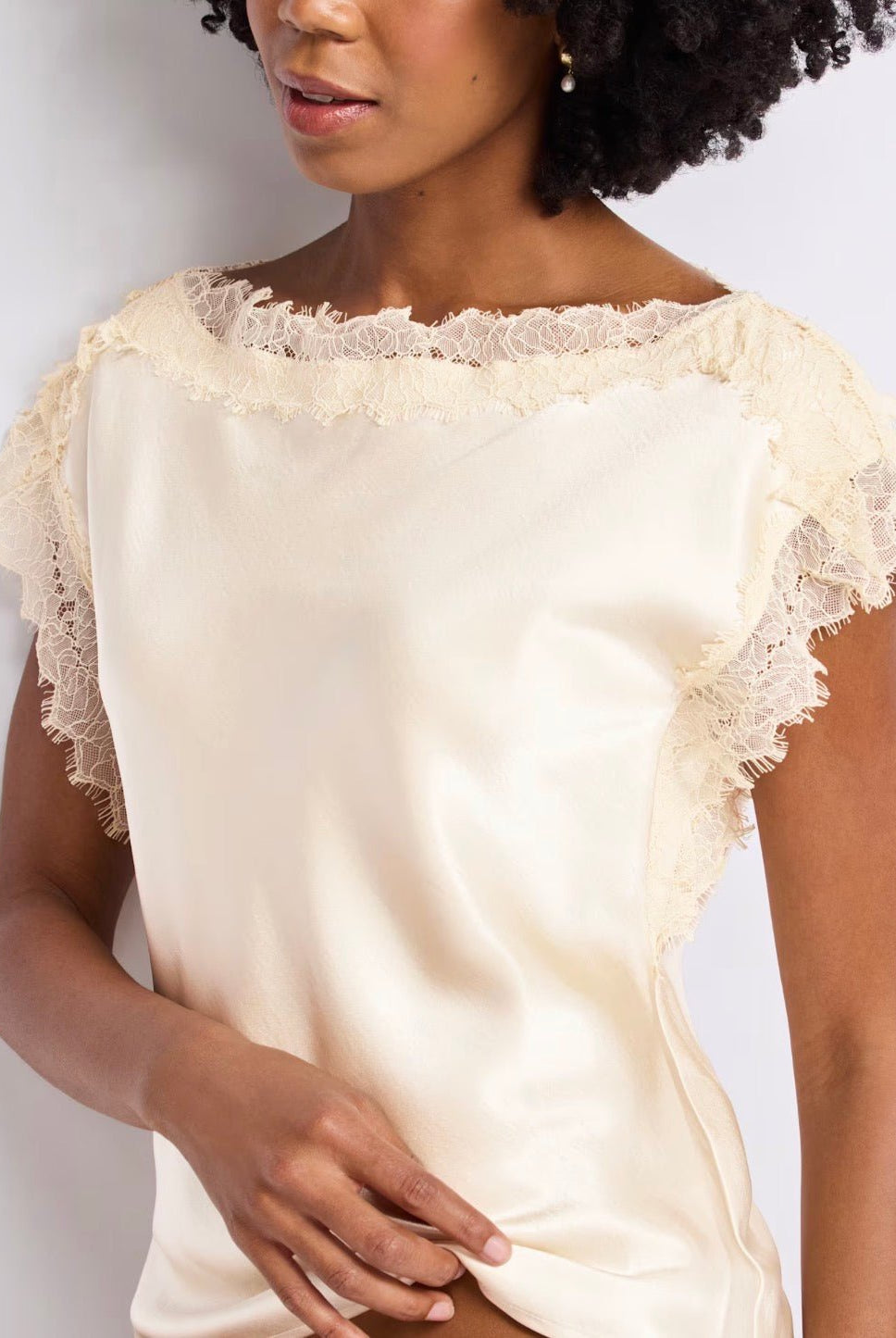 Lucy Paris Chris Lace Trim Top Ivory - Fleur-De-Lis Boutique