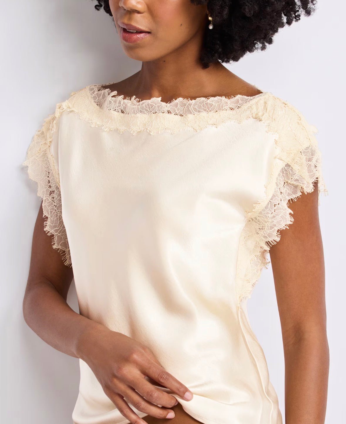 Lucy Paris Chris Lace Trim Top Ivory - Fleur-De-Lis Boutique