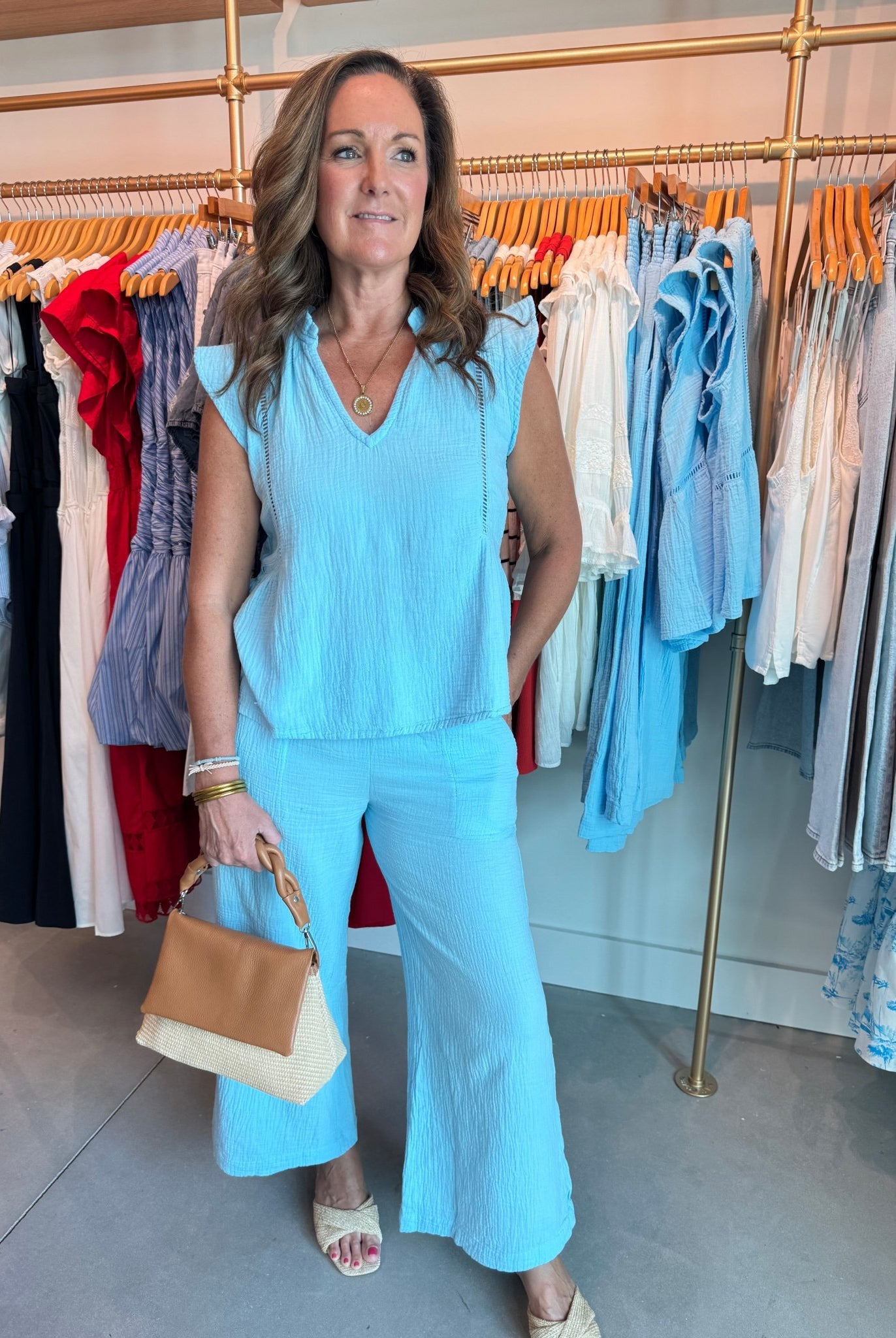 Bobi Los Angeles Flutter Sleeve Top Lake - Fleur - De - Lis Boutique