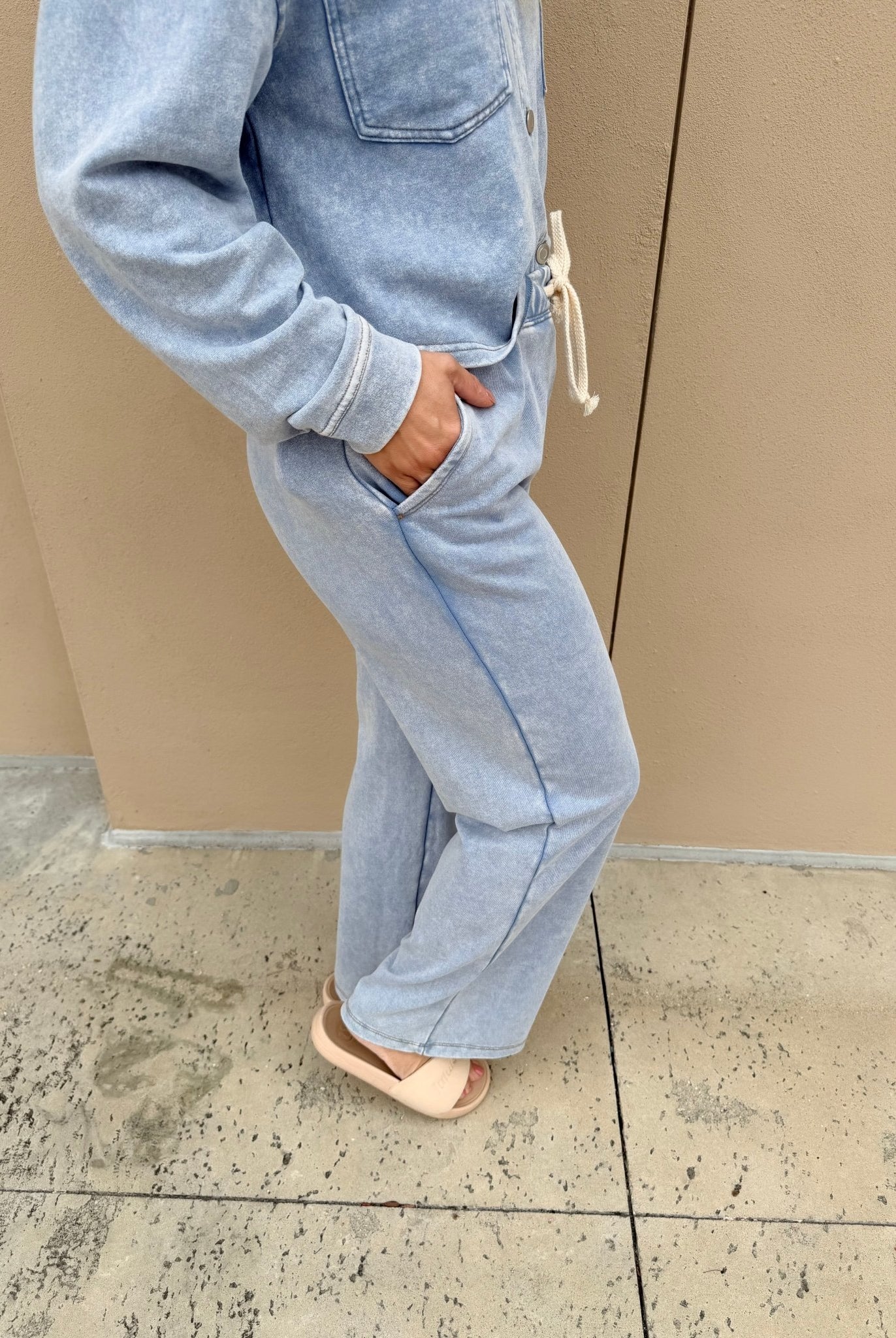 Dex Knit Lounge Pant Washed Light Blue - Fleur - De - Lis Boutique