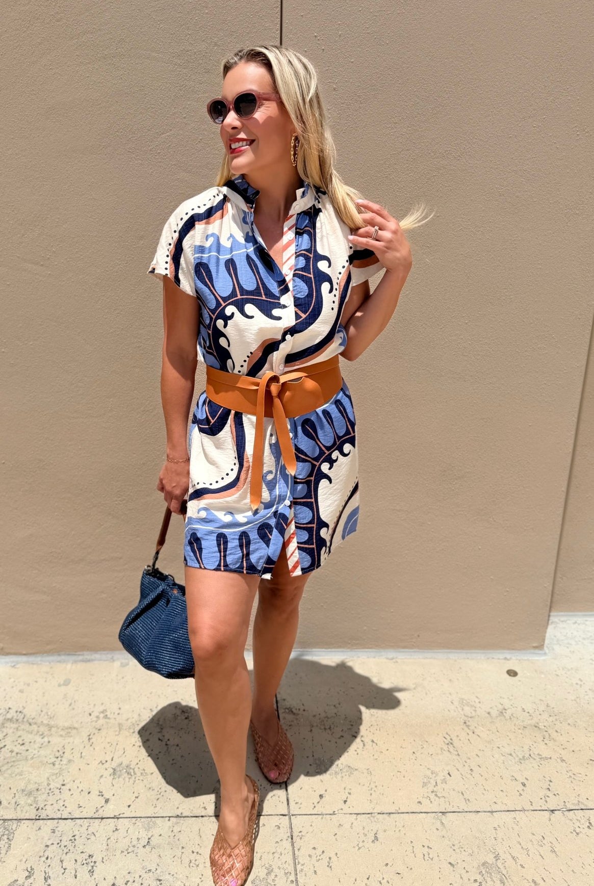 THML Shirt Dress Abstract Pattern - Fleur-De-Lis Boutique