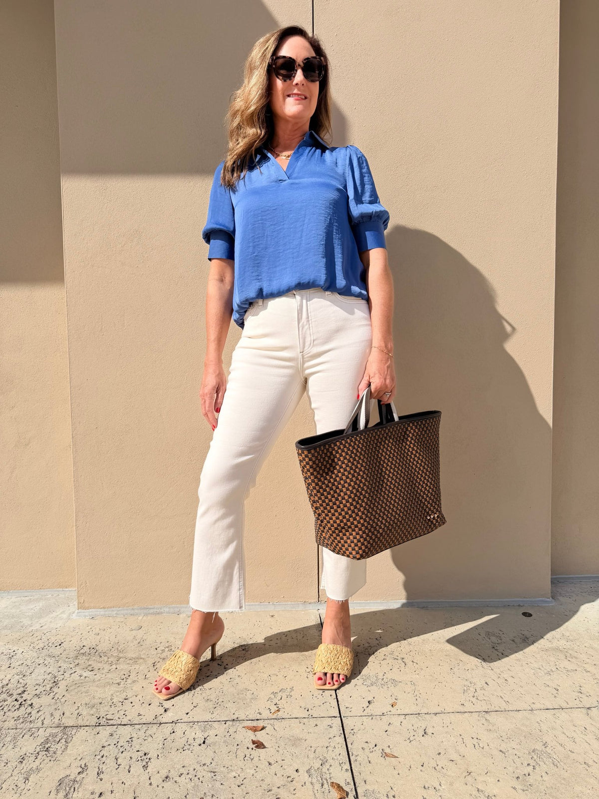 The Luxe Blouson Blouse- Clearwater blue - Fleur-De-Lis Boutique
