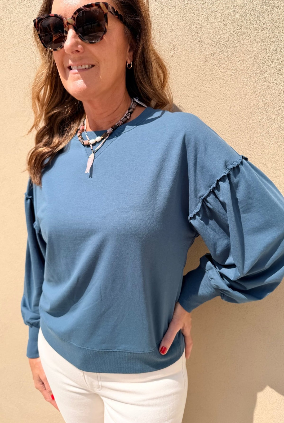 Another Love Jasmira Top Foggy Waters - Fleur-De-Lis Boutique