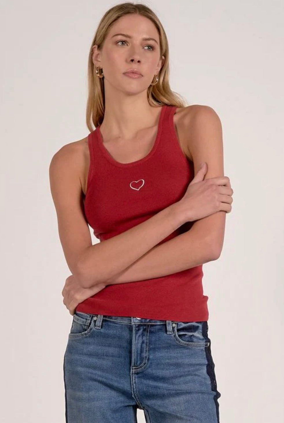Elan Heart Tank in Red - Fleur - De - Lis Boutique