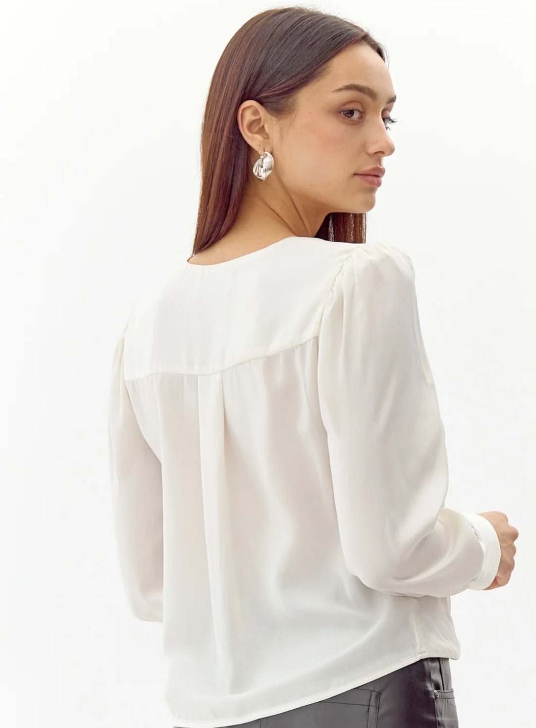 Lourdes Wrap Front Cuffed Blouse - Fleur - De - Lis Boutique