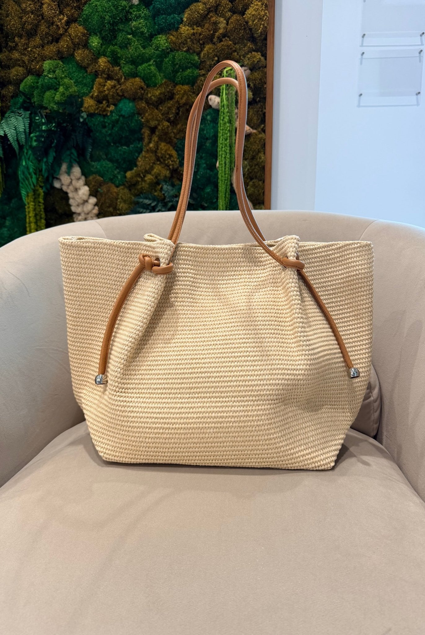 Ciel Emma Large Tote Raffia Leather Camel - Fleur - De - Lis Boutique