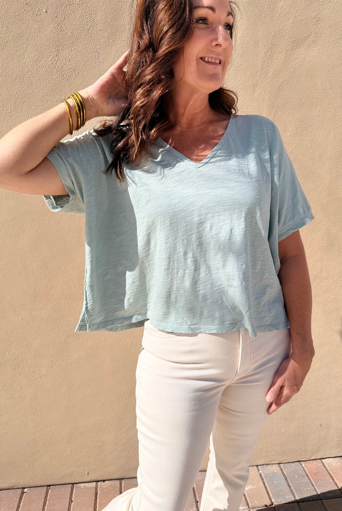 Bobi Los Angeles Oversize V - Neck Cloudy Sky - Fleur - De - Lis Boutique